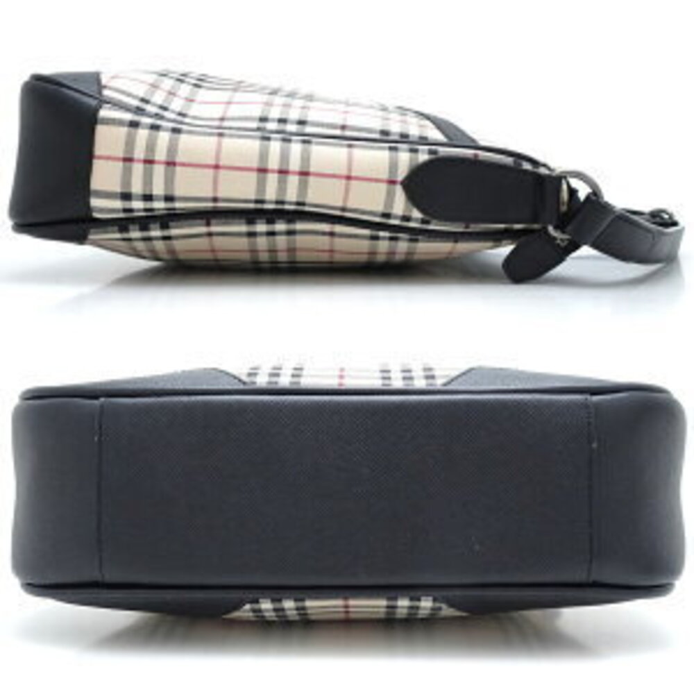 Burberry Nova Check Shoulder Bag Beige Tan Black Leather - Picture 2 of 9